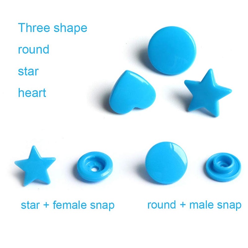 BetterJonny 360 Sets KAM Snaps Size 20 T5 Star Heart Round Plastic Resin Fasteners Punch Poppers Closures No-Sew Buttons Storage Container for Crafts Cloth - Image 2